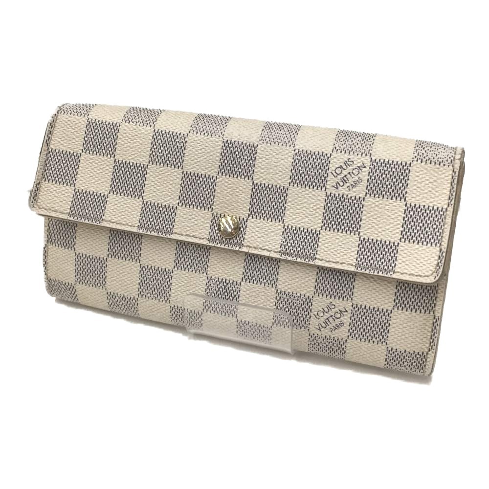 LOUIS VUITTON Damier Azur White Portefeuille Sarah